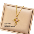 [titanium steel] fashion popular pink zirconium hollow cross necklace for women, accessible luxury niche high-end clavicle chain accessories