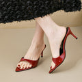 High-heeled slippers 2025 spring new arrival women's shoes casual lightweight pointed slippers one-shaped outwear high-heeled sandals