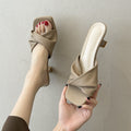2024summernew arrivalcasual high-heeled one-line sandals cat-heeled high-heeled shoes french women's outwear half slippers