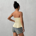 European and american style hot girl sexy bandeau tank top - women's ruched off-shoulder slim fit summer new solid color sleeveless top - export quality
