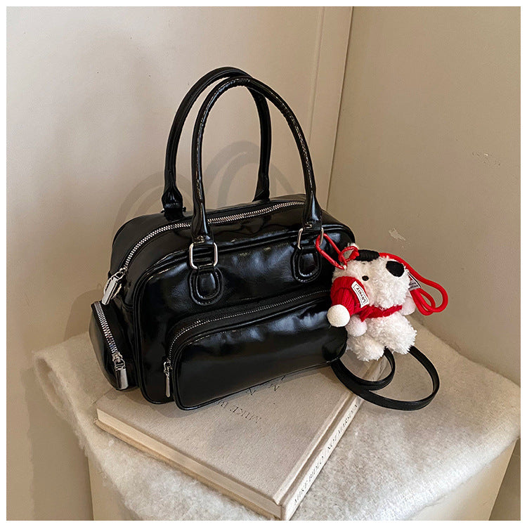 Versatile preppy style backpack for women, 2025 new trendy niche handbag, highland dog minimalist retro women's bag
