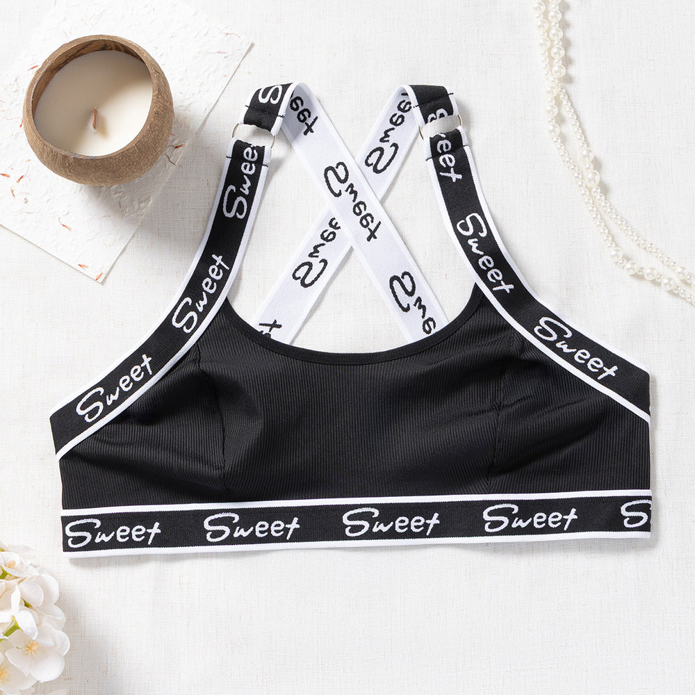plus size sports women's bra sports vest style plaid beautiful back push-up fat mm non-leather breathable bra for women