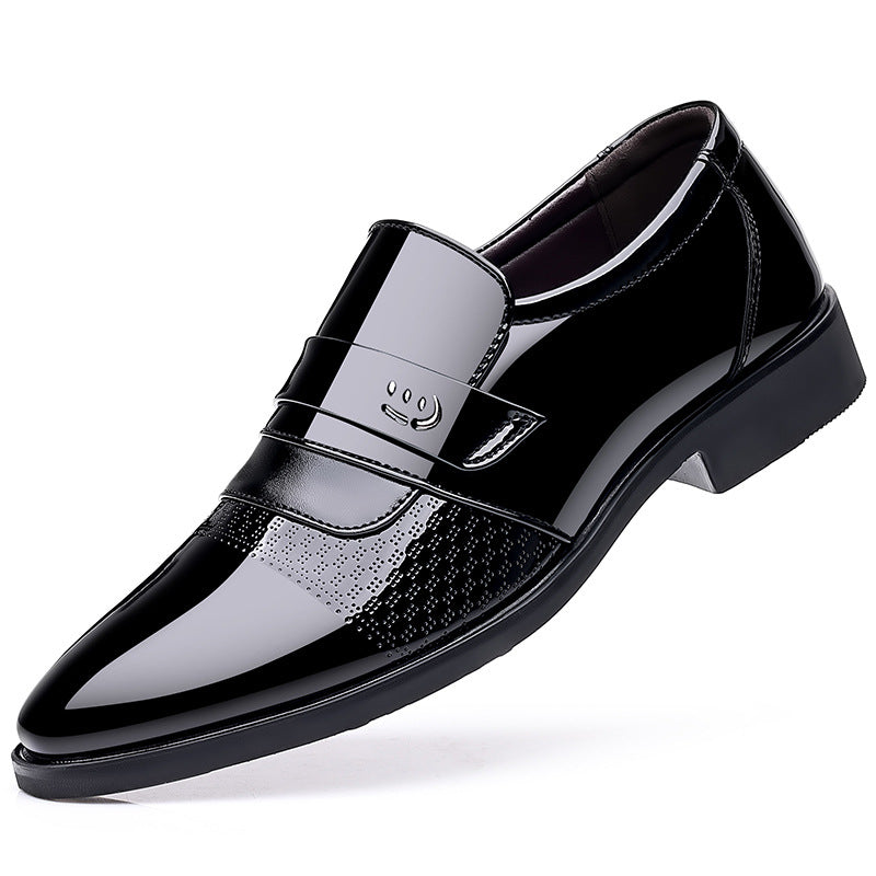 New men's slip-on low-cut patent leather dress shoes - british style glossy loafers, plus size available, formal & casual leather shoes