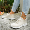 summer new arrival: plus size women's casual comfortable flyknit soft sole lace-up flats - wholesale