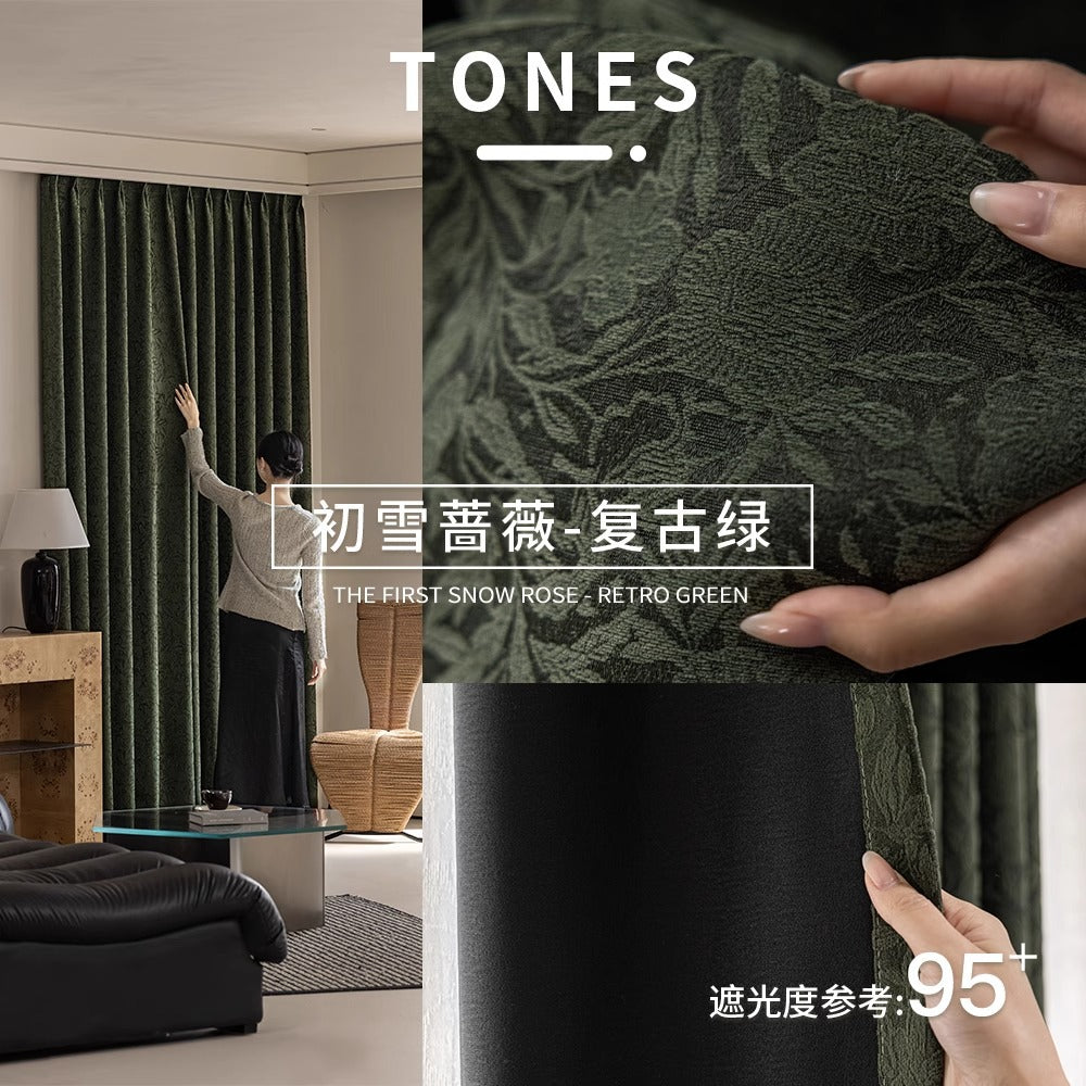 New arrivalfrenchretro rose chenille blackout curtains embossed medieval jacquard living room shaoxing curtains curtain fabric