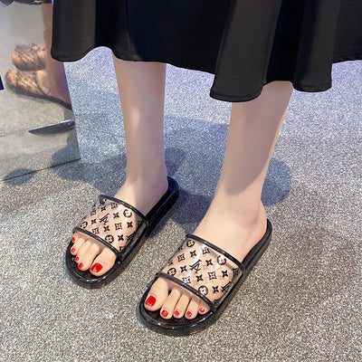 2024 new fashion crystal clear anti-odor summer outdoor wear exquisite bathroom home bathing non-stinky foot slippers