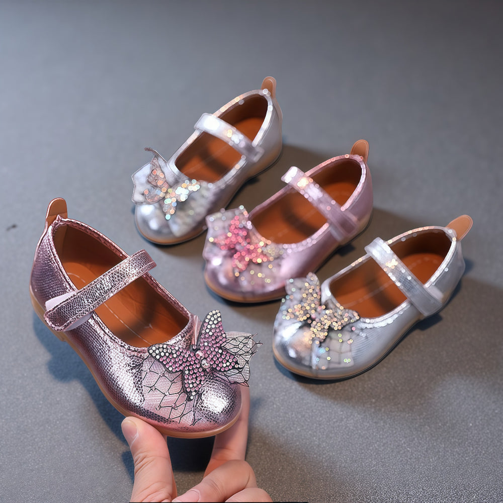 Girls' princess shoes - spring/autumn leather shoes for baby girls - children's shoes - bowknot flats - summer velcro princess style