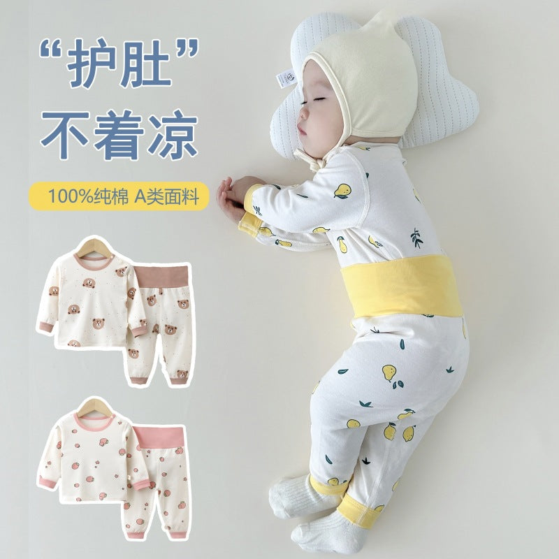 Kids' underwear set - korean style thermal underwear, high-waisted belly protection pants, new spring/autumn pajamas & loungewear