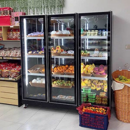 Huaer supermarket fruit shop refrigerated display cabinet vertical vegetable cold fresh display freezer commercial fruit preservation cabinet