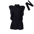 D3225 european and american plus size women's fashion cross-border dress -  new arrival: notch collar, flutter sleeves, a-line, export dress