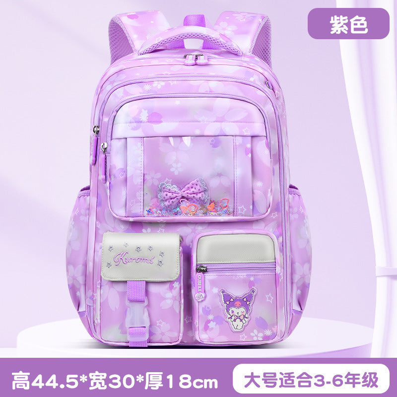 Kuromi - new 2025 lightweight school bag for girls, designed for first to third grade elementary school students - reduces burden, suitable for sixth grade (year 6)