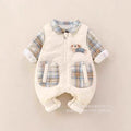 Baby outfit set: unisex romper overalls, infant autumn/winter warm two-piece set, trendy outing clothes