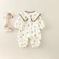 Baby girl's stylish romper, perfect for full-month celebrations, 100-day milestones, princess outings, and as a spring/autumn outdoor crawler suit