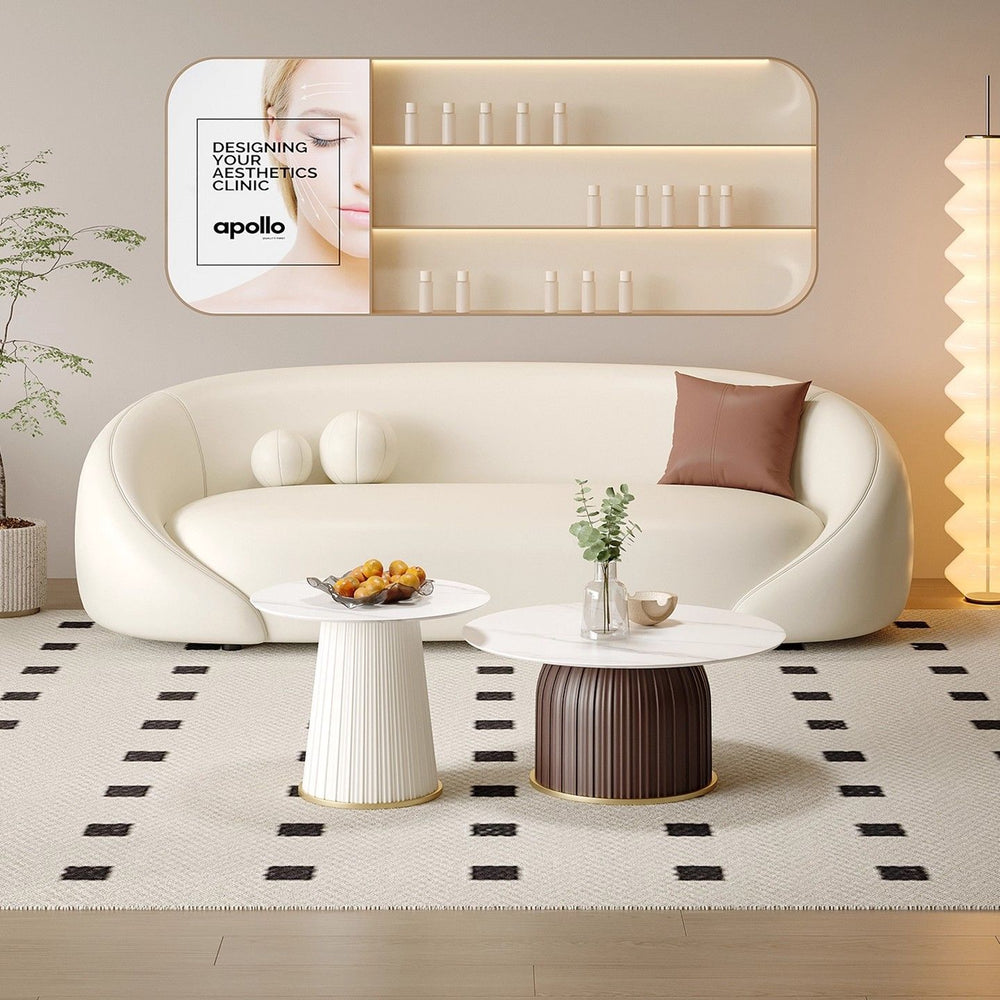 Cream style three-person sofa small apartment popularaccessible luxury balcony coffee table combination beauty salon rest area reception negotiation