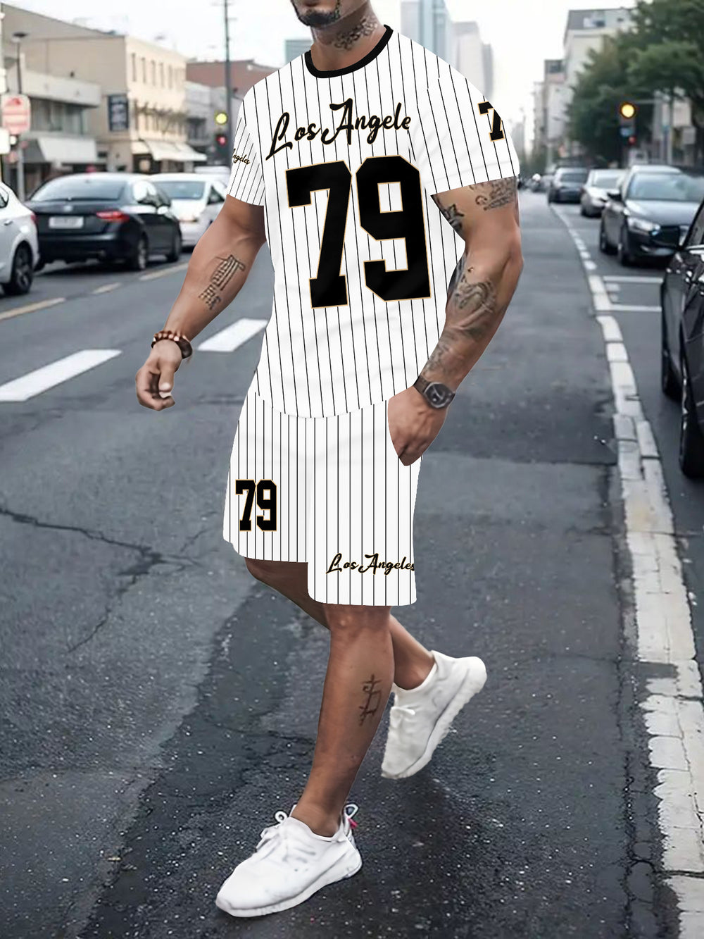 Men's casual sports set - short sleeve & shorts - summer hot seller - cross-border fashion - two-piece leisure outfit