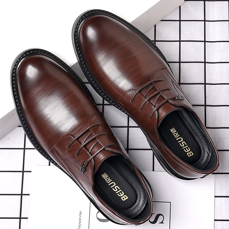 Men's leather dress shoes - soft leather, soft sole - live stream, business formal, youth casual, groomsmen, wedding shoes