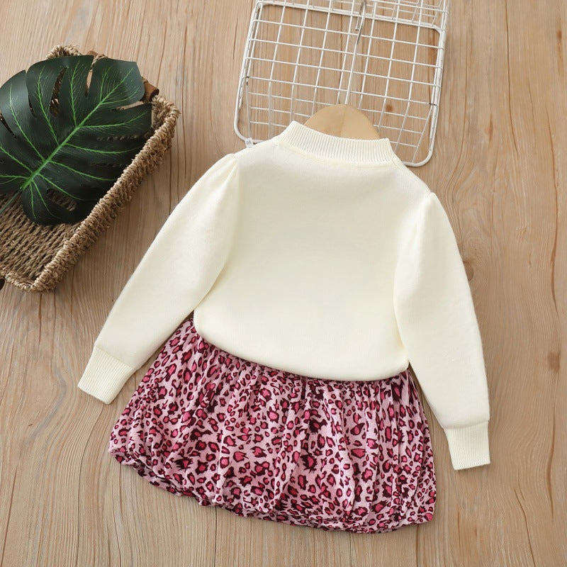Girls' crewneck knit sweater set - new autumn  collection: cute cartoon design for little girls