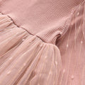 Insautumnew arrivalgirllong sleevessdressgirl stylesequin puff sleeveknitting gauze skirtkids skirt