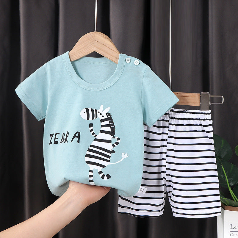 summer new arrival: 100% cotton kids' short-sleeve t-shirt and shorts set - korean style infant and toddler two-piece outfit