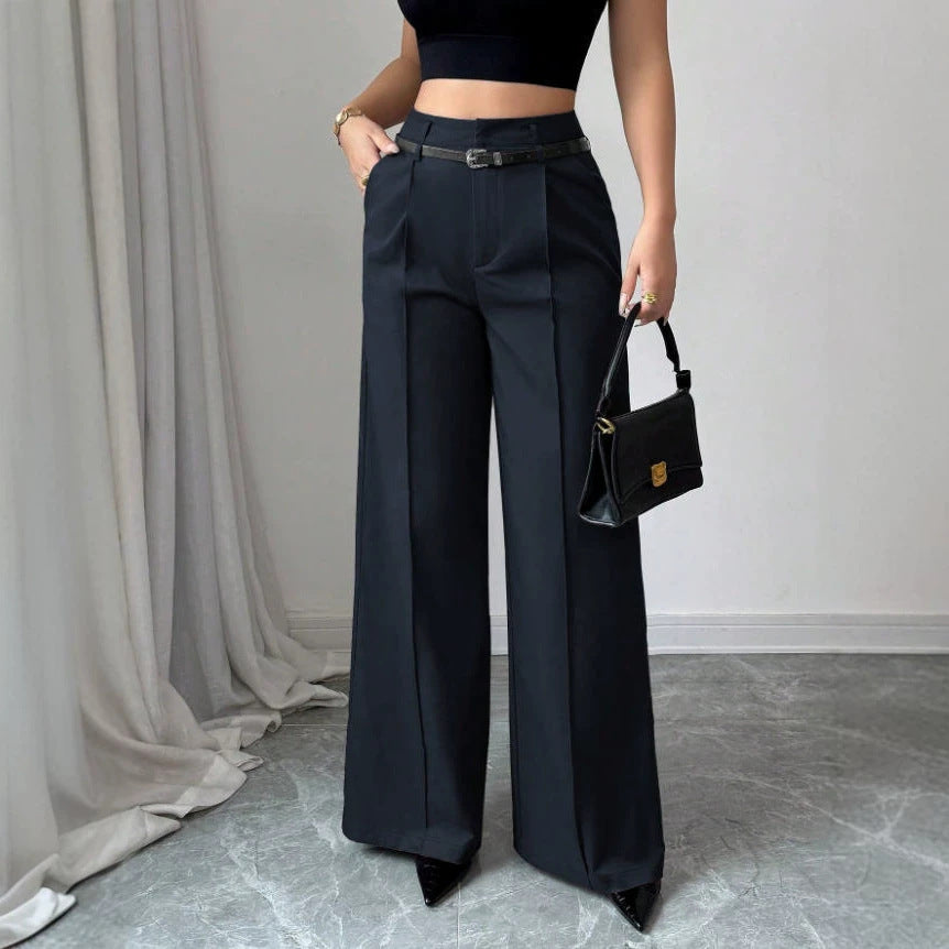 fashionfall and winternew arrivalladies casualelegantwork clothinghigh waistloosestraight-legpants suit pants