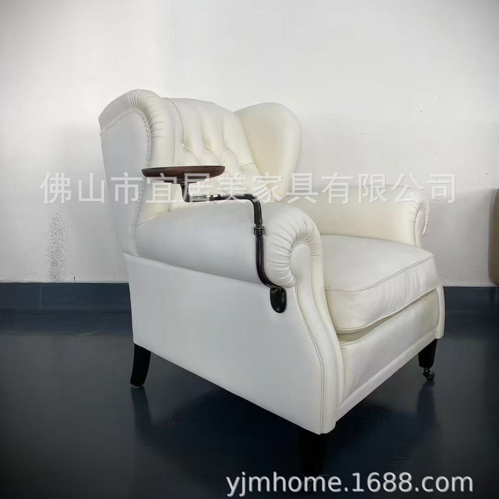 Leather cigar chair accessible luxury high-end with metal frame club house classycasual chair genuine leather medieval style casual chair