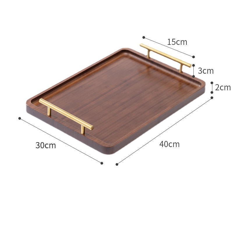 Accessible luxury retro nanzhu tea tray tray bamboo commercial rectangular tea tray pastry handle bbq serving plate