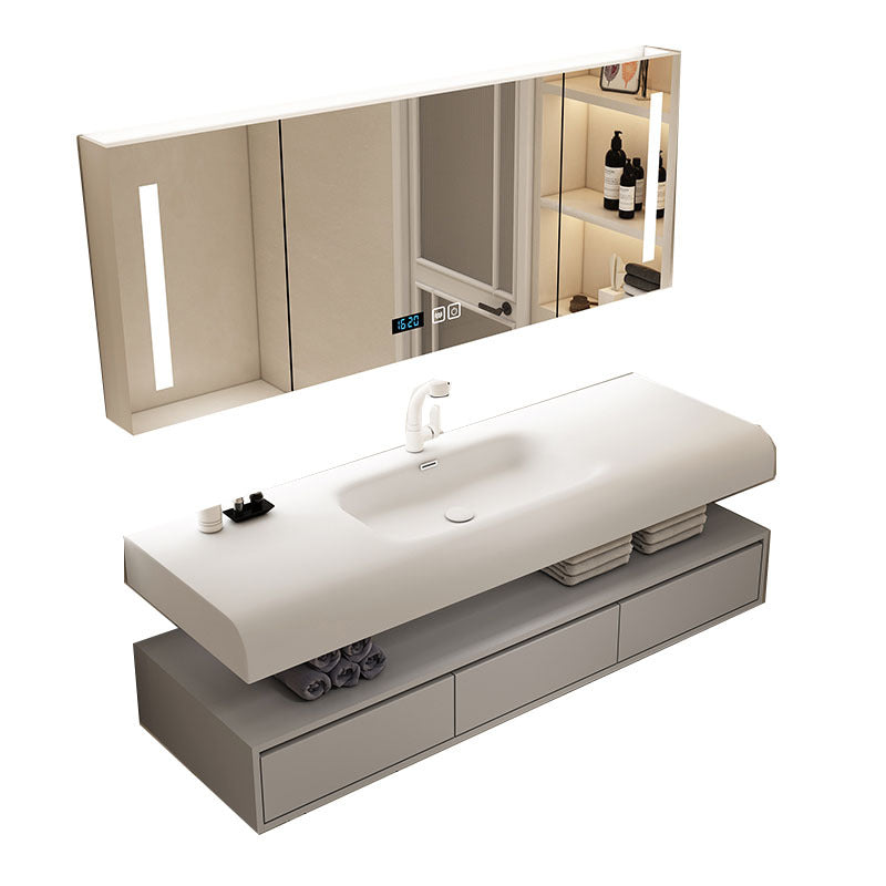 Qimei stone skin feeling integrated basin, simple wind bathroom, hanging cabinet, bathroom, wash basin, washstand, bathroom cabinet combination