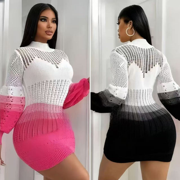 2025 autumn new multi-color hollow knitted dress European and American personality loose beach sunscreen clothing female manufacturer direct