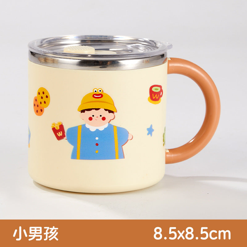 304 stainless steel mug, kids' cartoon cup, family matching water cup set (family of three), children's rice bowl and soup bowl