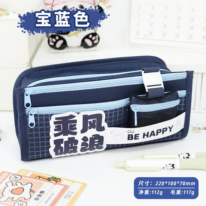School season pencil case new large-capacity girl version junior high school students sprint storage stationery box design sense multi-layer pencil case
