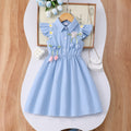 Girls' dress for toddlers and young children, 3d floral flutter sleeve dress