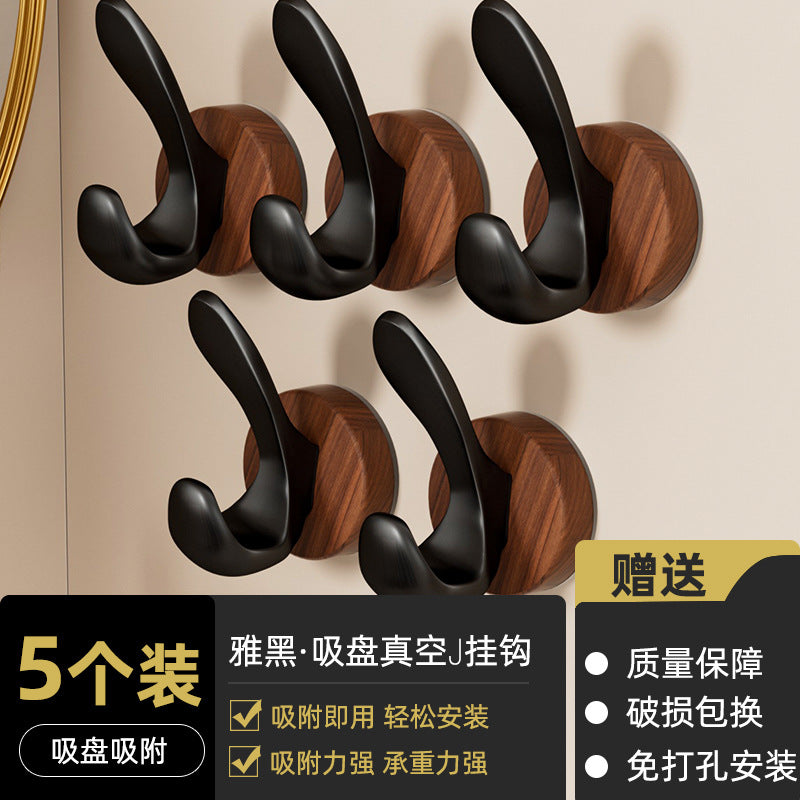 No-drill solid wood coat hook - entryway, doorway, behind-the-door hook - damage-free adhesive, heavy-duty weight capacity, coat & hat hook, key hook