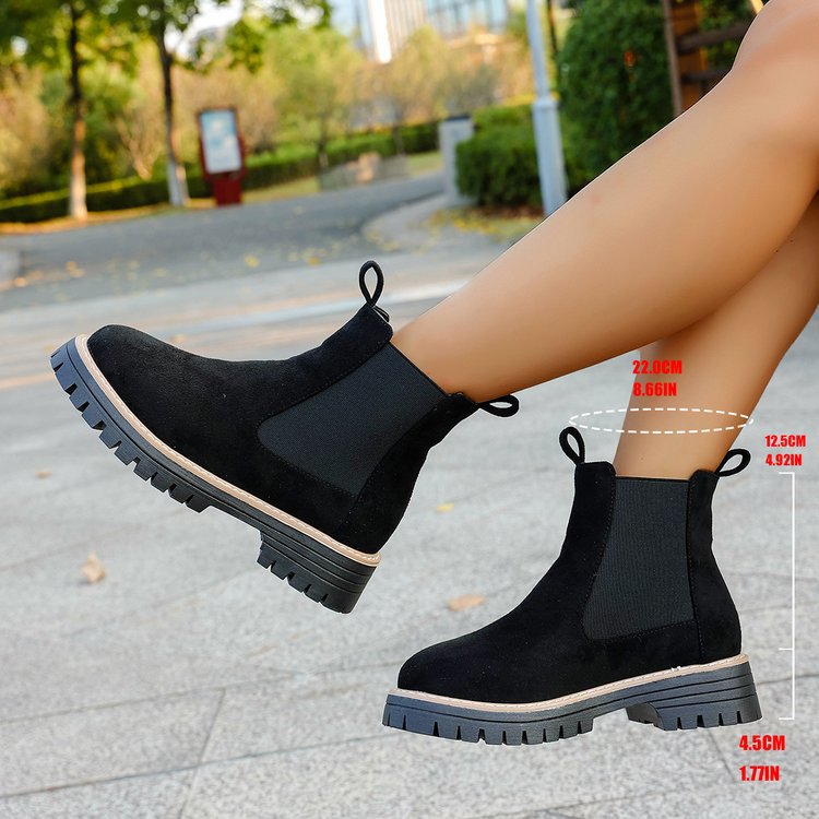 British style martin boots women's  new spring and autumn single boots chelsea slim boots winter casualthick sole short boots
