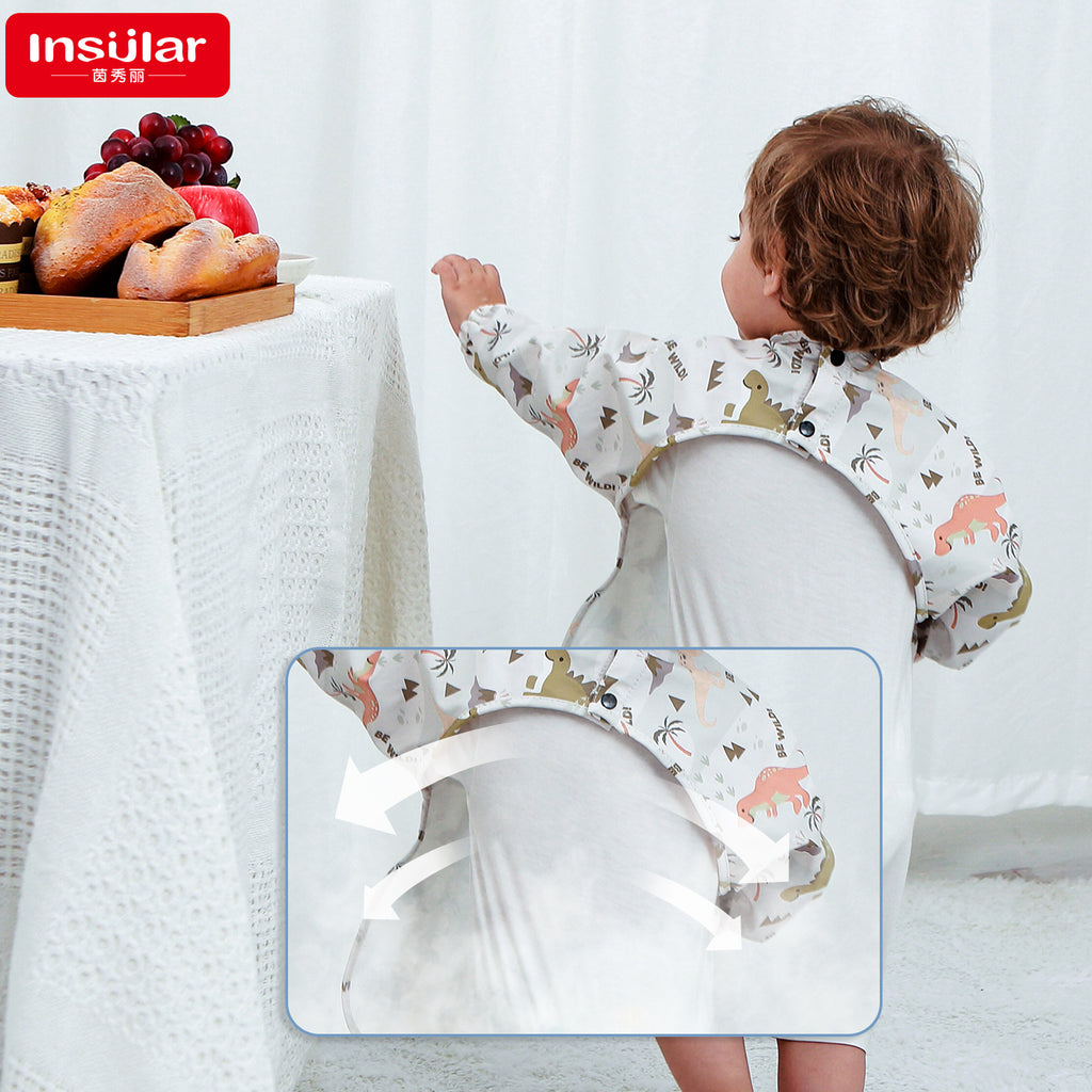 Danish children's long-sleeved eating smock baby eating clothes bib super soft waterproof baby rice pocket anti-dirty feeding clothes