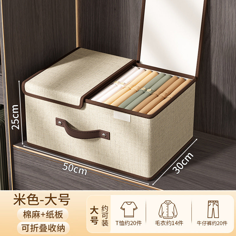 Clothes storage box with lid Household wardrobe Clothing pants separation and sorting box Box Fabric folding storage box artifact