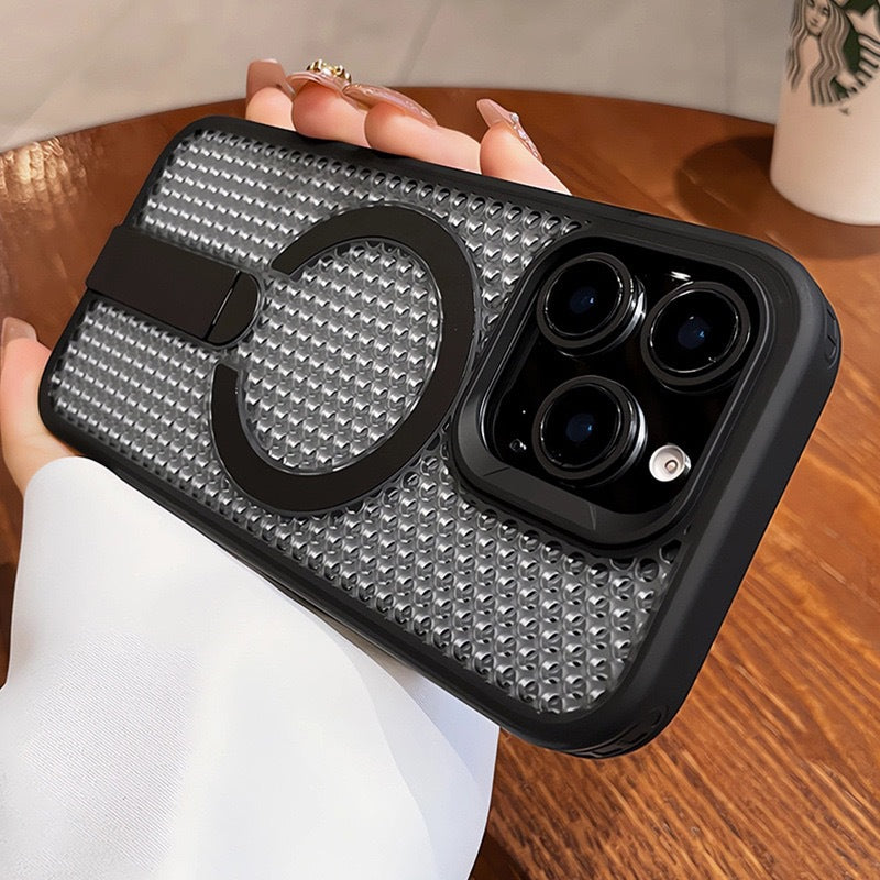 Fanxing honeycomb cooling magnetic stand compatible with apple 17pro phone case iphone16 ice point hollow anti-fall