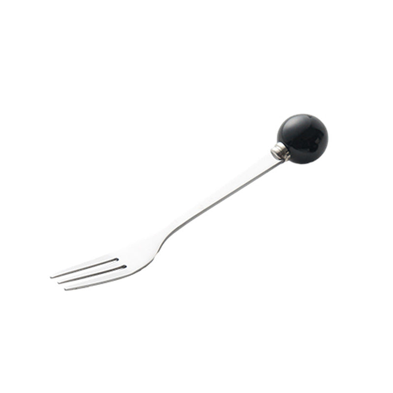 Accessible luxury ceramic ball fruit fork for home stainless steel spoon multi-purpose dessert spoon good-looking glazed pastry fork