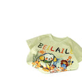 Boys and girls new arrivalsummertopskids cartoon animal short-sleeved t-shirt baby girl k-style foreign style clothes in stock