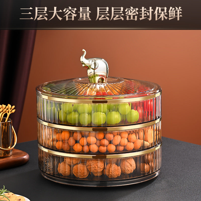 Chinese-style household nut box, snack storage box, wedding event candy plate, advanced sense multi-layer grid, living room dried fruit plate