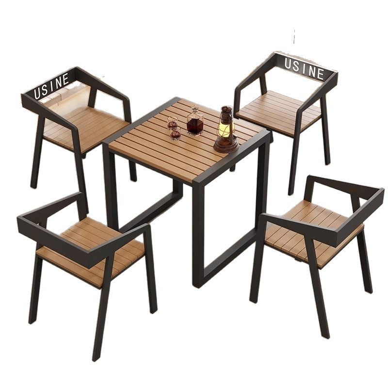 Industrial-style outdoor camping bar, chill music bar, bistro, bbq restaurant, cafe, bubble tea shop table and chair set