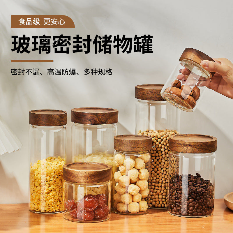 Airtight heat-resistant glass storage jar for kitchen, grains, coffee beans, collectibles, and more