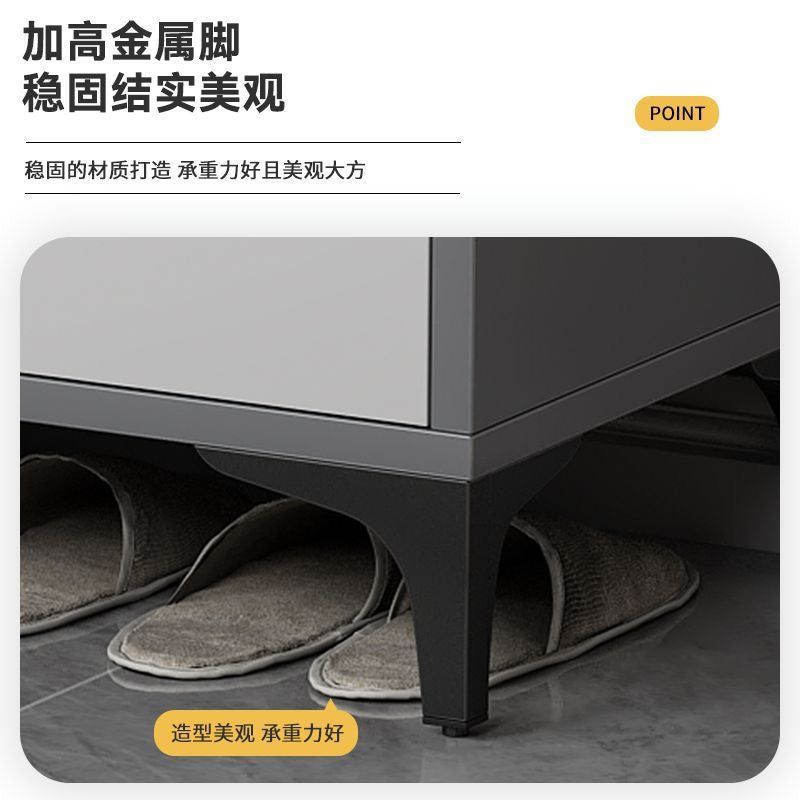 Entryway shoe cabinet storage organizer, large capacity shoe rack, indoor home shoe cabinet, hallway aisle shoe changing bench