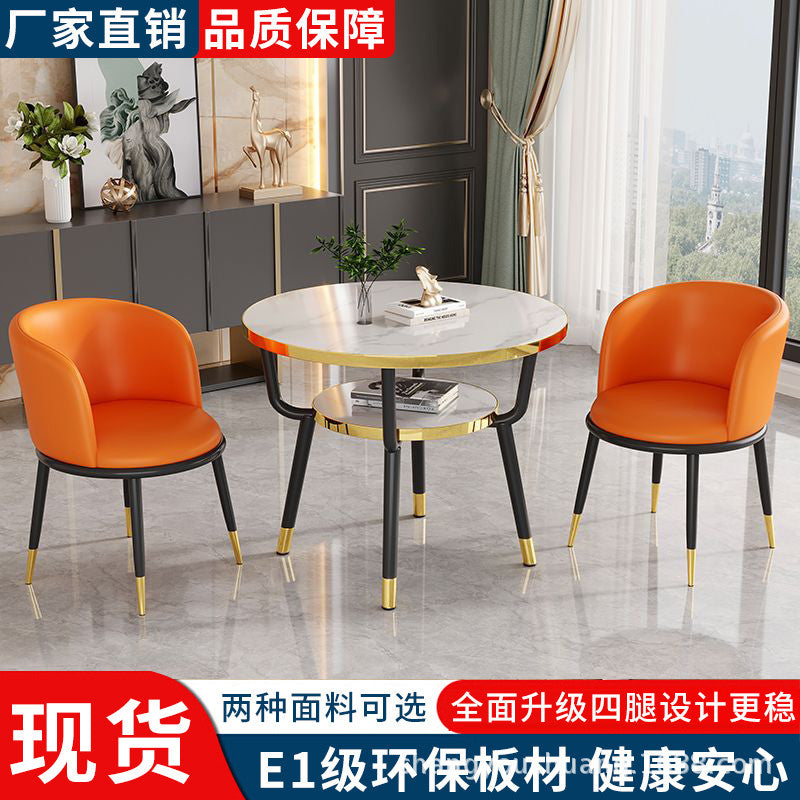 Casual negotiation balcony casual table and chair reception office coffee shop sales office rest area double-layer for home small round table