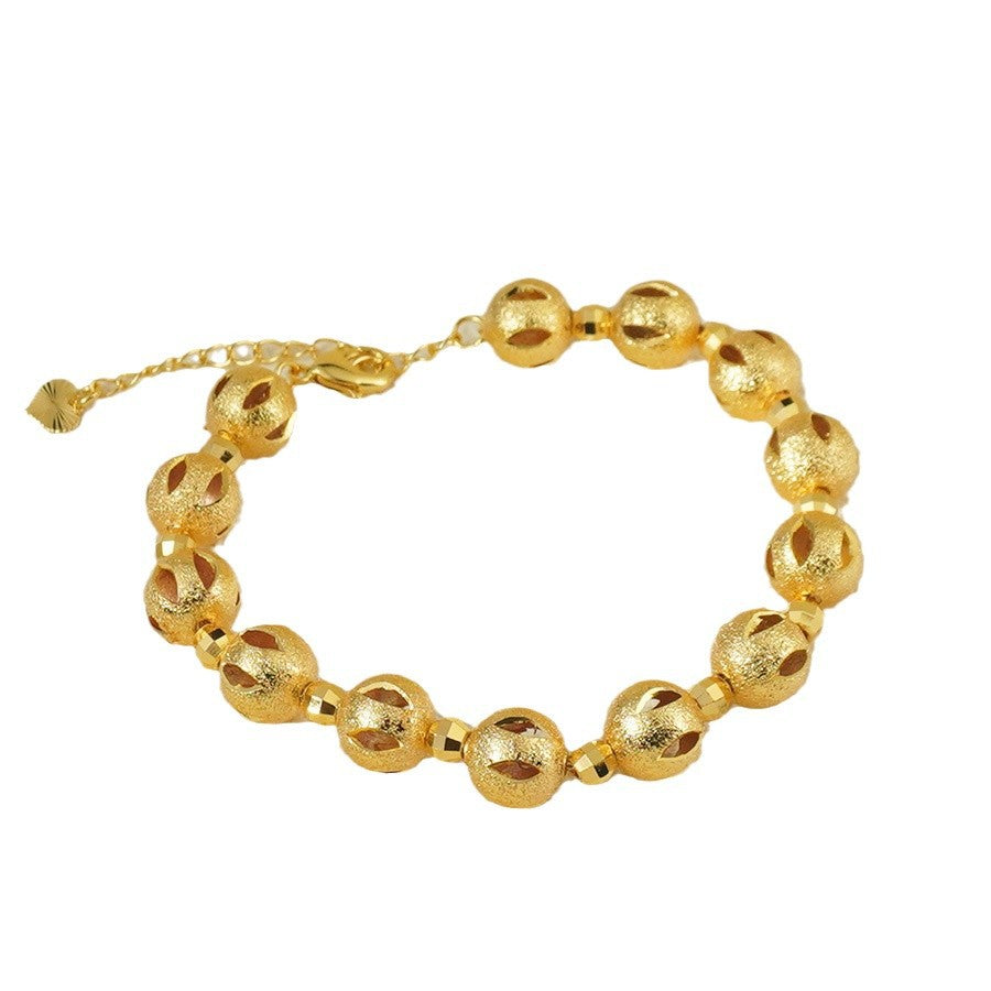 Middle eastern retro luxury 24k gold plated copper bracelet, hollow design, adjustable chain, perfect for women