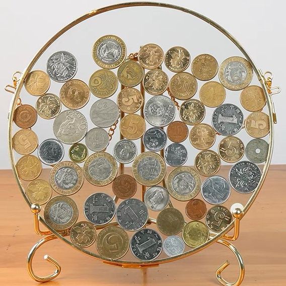2026 new round coin frame desktop ornament gift coin collection frame metal copper edge material ornament
