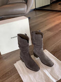 Grape mom fashion boots western pleated short boots women's retro british style petites heightened knee socks thick heel