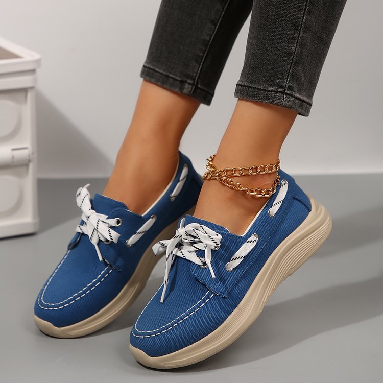 export plus size casual flats for women,  spring/autumn new collection, round toe chunky sole low-cut lace-up flat casual shoes