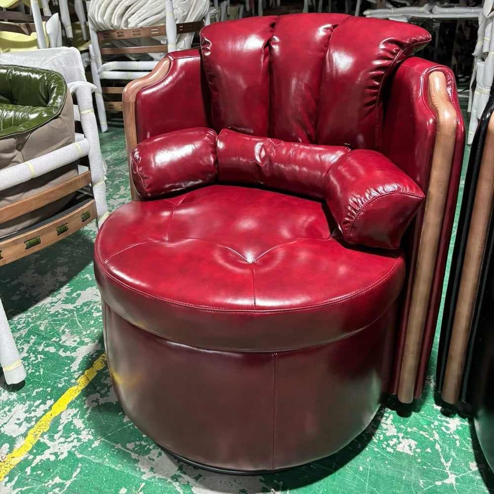 Used swivel chair godfather high back study tea room sofa oil wax first layer cowhide master slot single