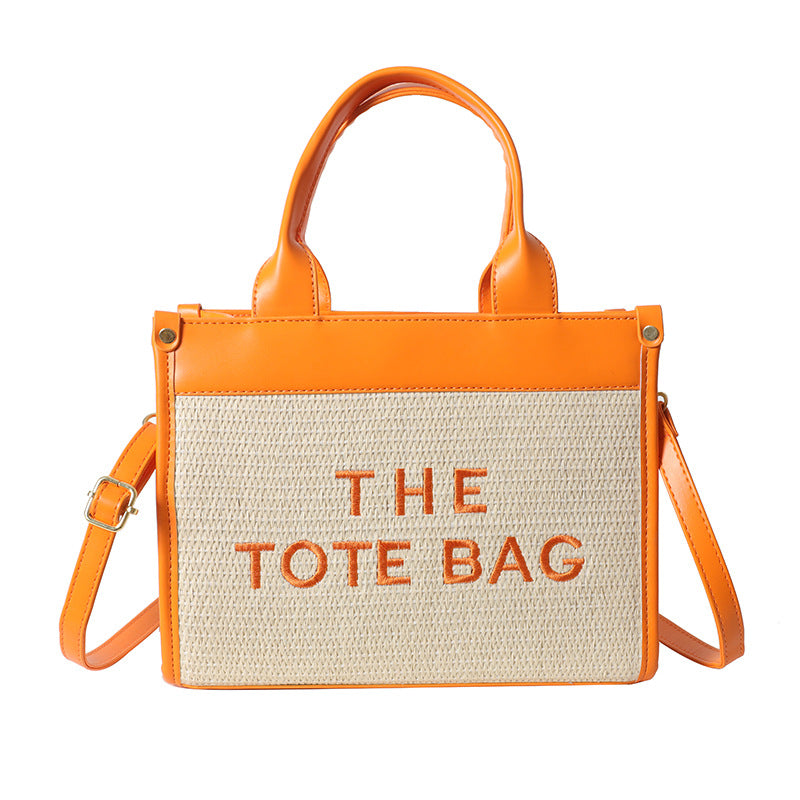 Straw woven tote bag summernew arrival bag for women cross-border small square bag letter patchwork tote bag export women's bag