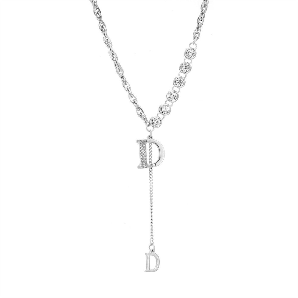 Hip-hop influencer d letter necklace - women's luxury, niche design, 2025 new trendy, high-end sweatshirt chain accessory